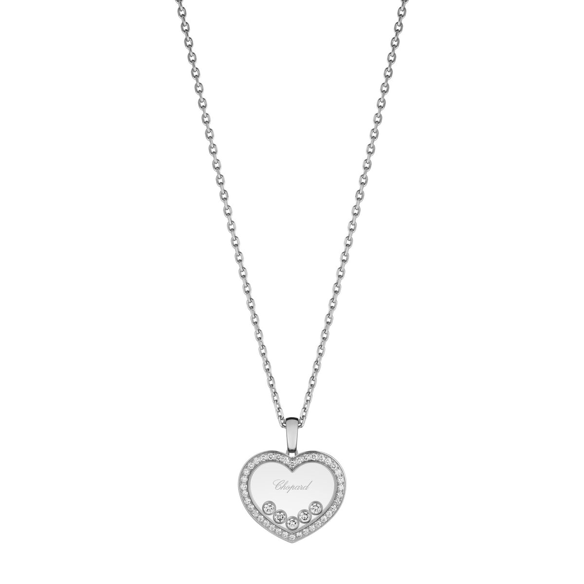 Chopard Happy Diamonds pendant in 18k ethical white gold with moving diamonds