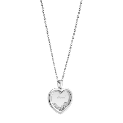 Chopard Happy Diamonds pendant in 18k ethical white gold with moving diamonds, view 2