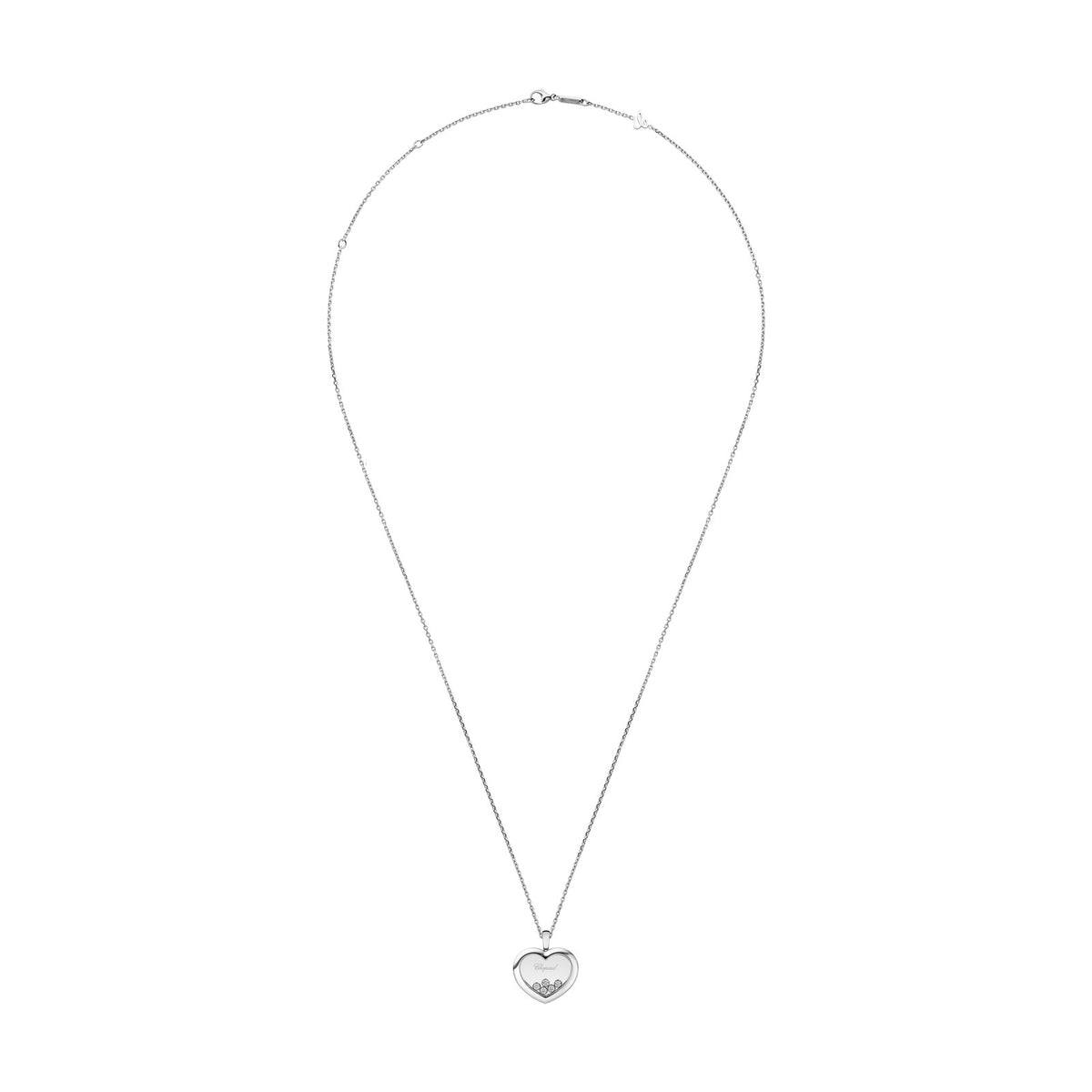 Chopard Happy Diamonds pendant in 18k ethical white gold with moving diamonds, view 3