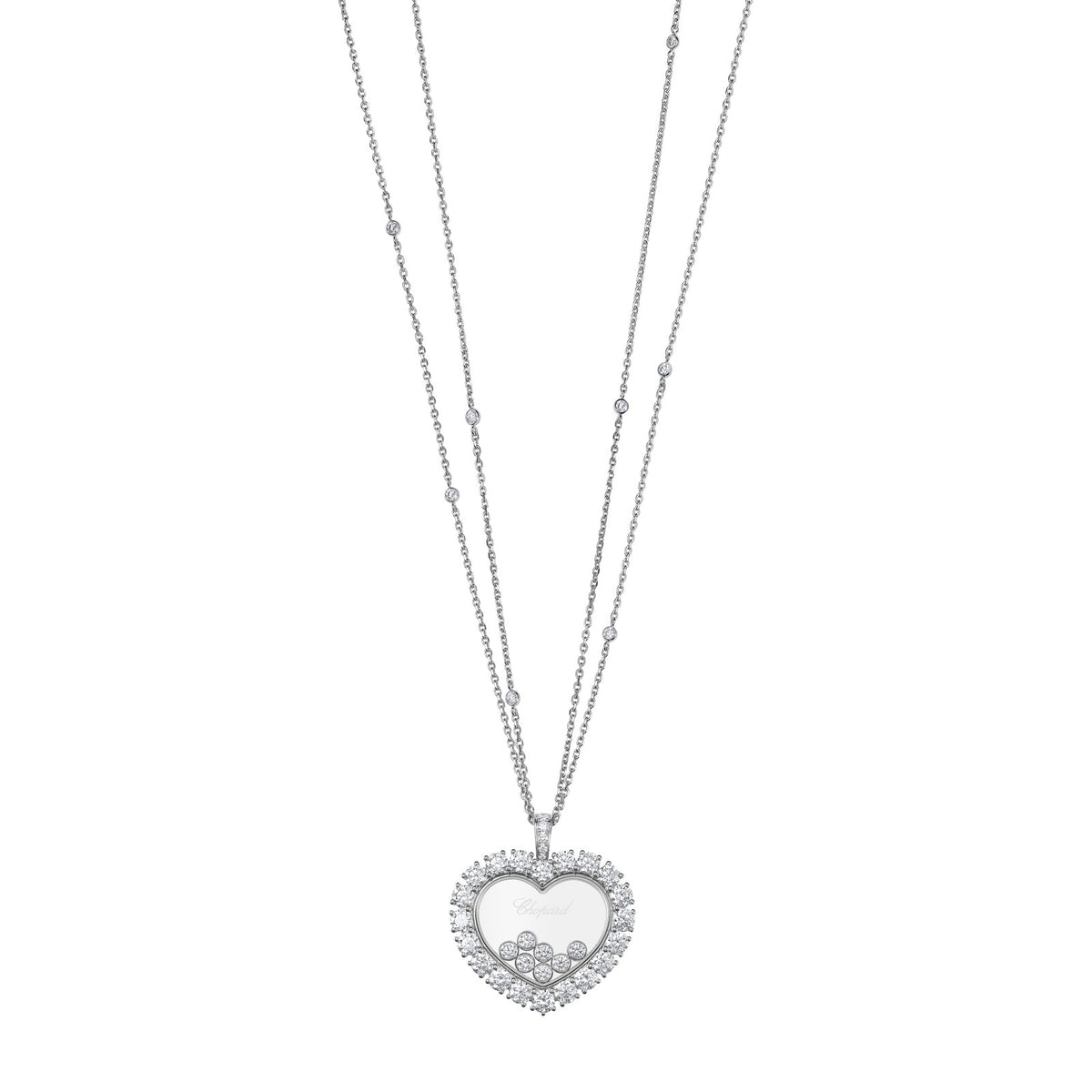 Chopard Happy Diamonds pendant in 18k ethical white gold with moving diamonds