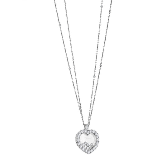 Chopard Happy Diamonds pendant in 18k ethical white gold with moving diamonds, view 2