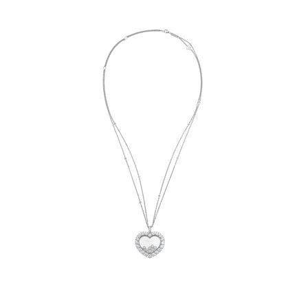 Chopard Happy Diamonds pendant in 18k ethical white gold with moving diamonds, view 3