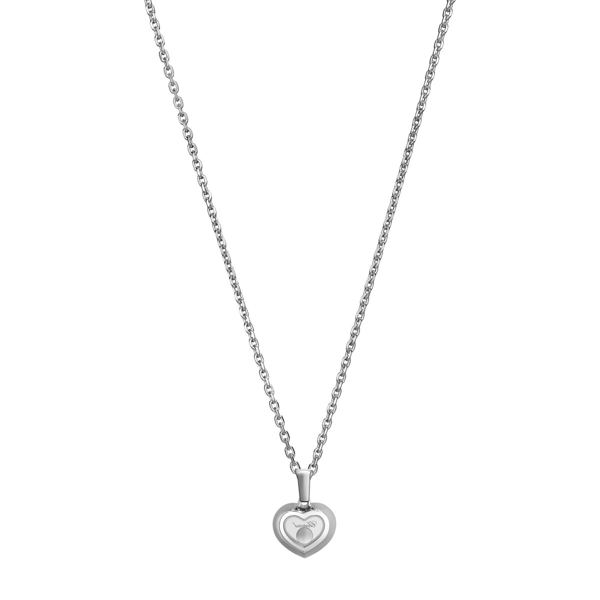 Chopard Happy Diamonds pendant in 18k ethical white gold with moving diamonds, view 4