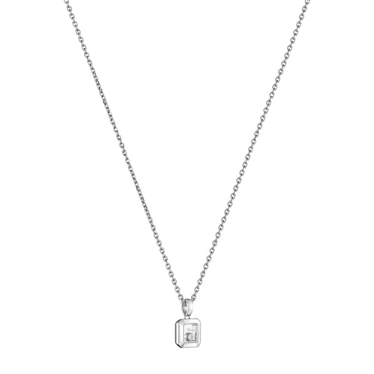 Chopard Happy Diamonds pendant in 18k ethical white gold with moving diamonds, view 2