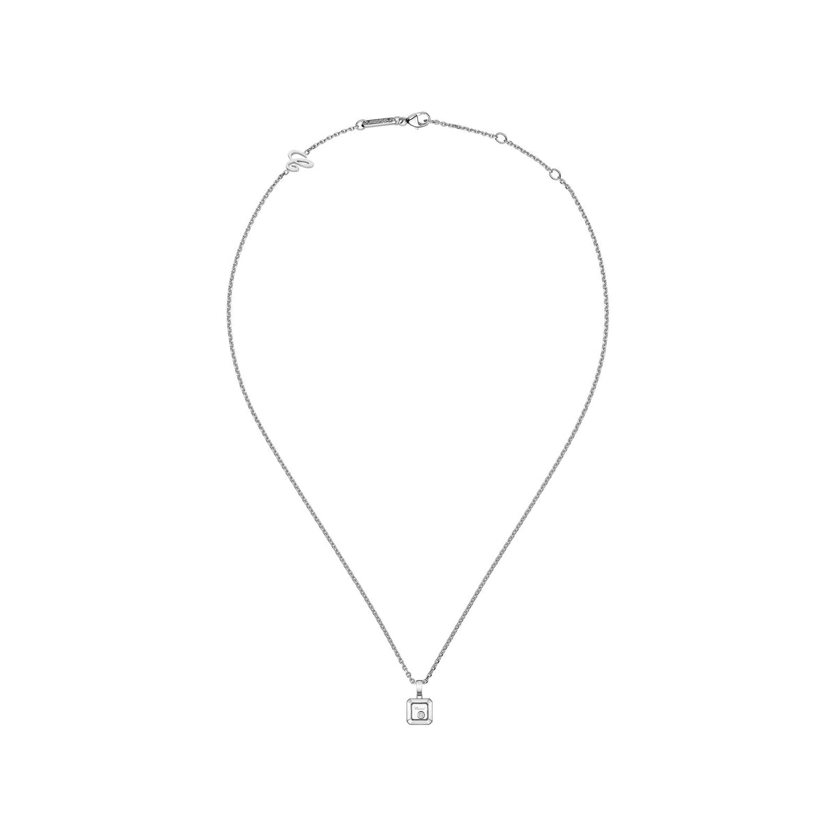 Chopard Happy Diamonds pendant in 18k ethical white gold with moving diamonds, view 3