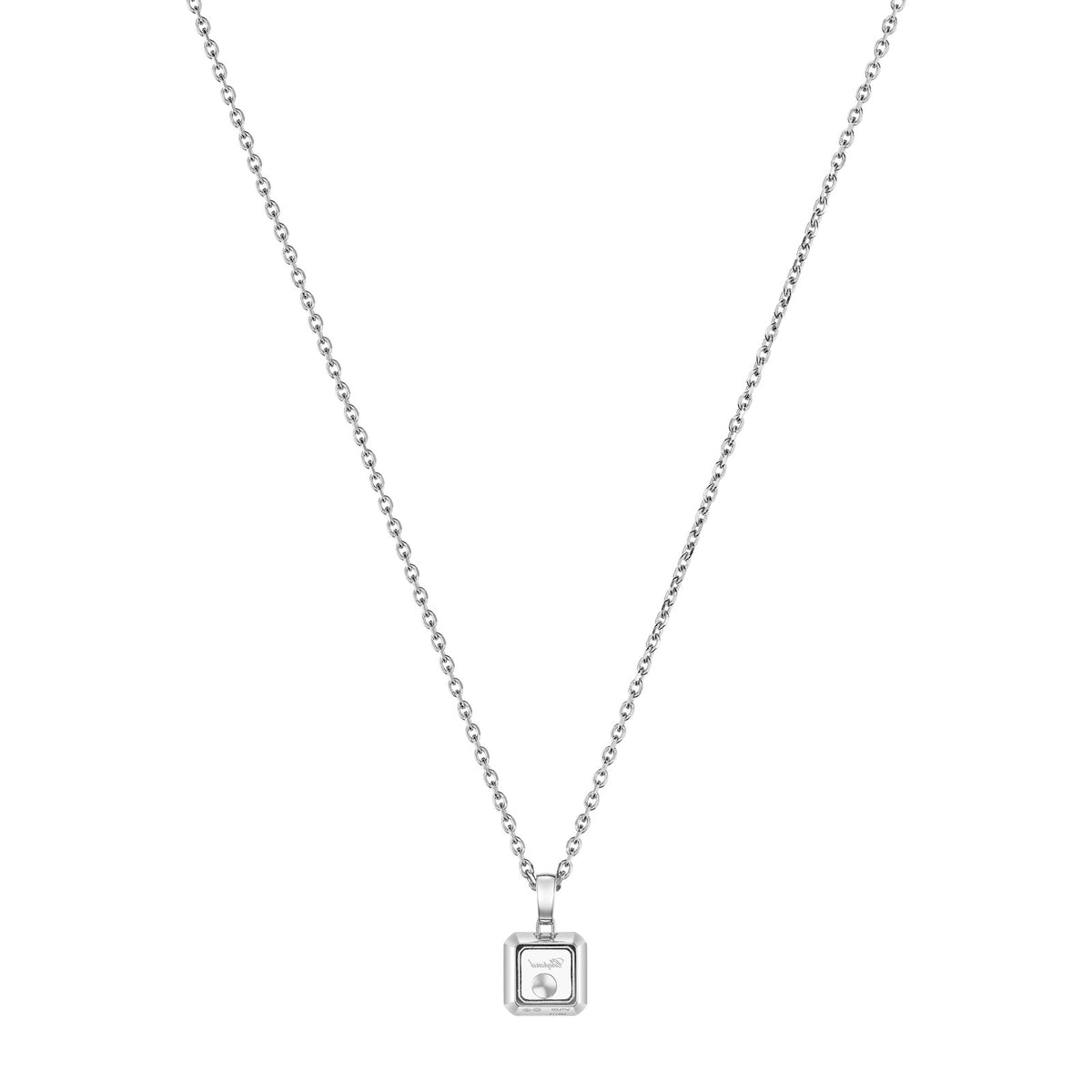Chopard Happy Diamonds pendant in 18k ethical white gold with moving diamonds, view 4