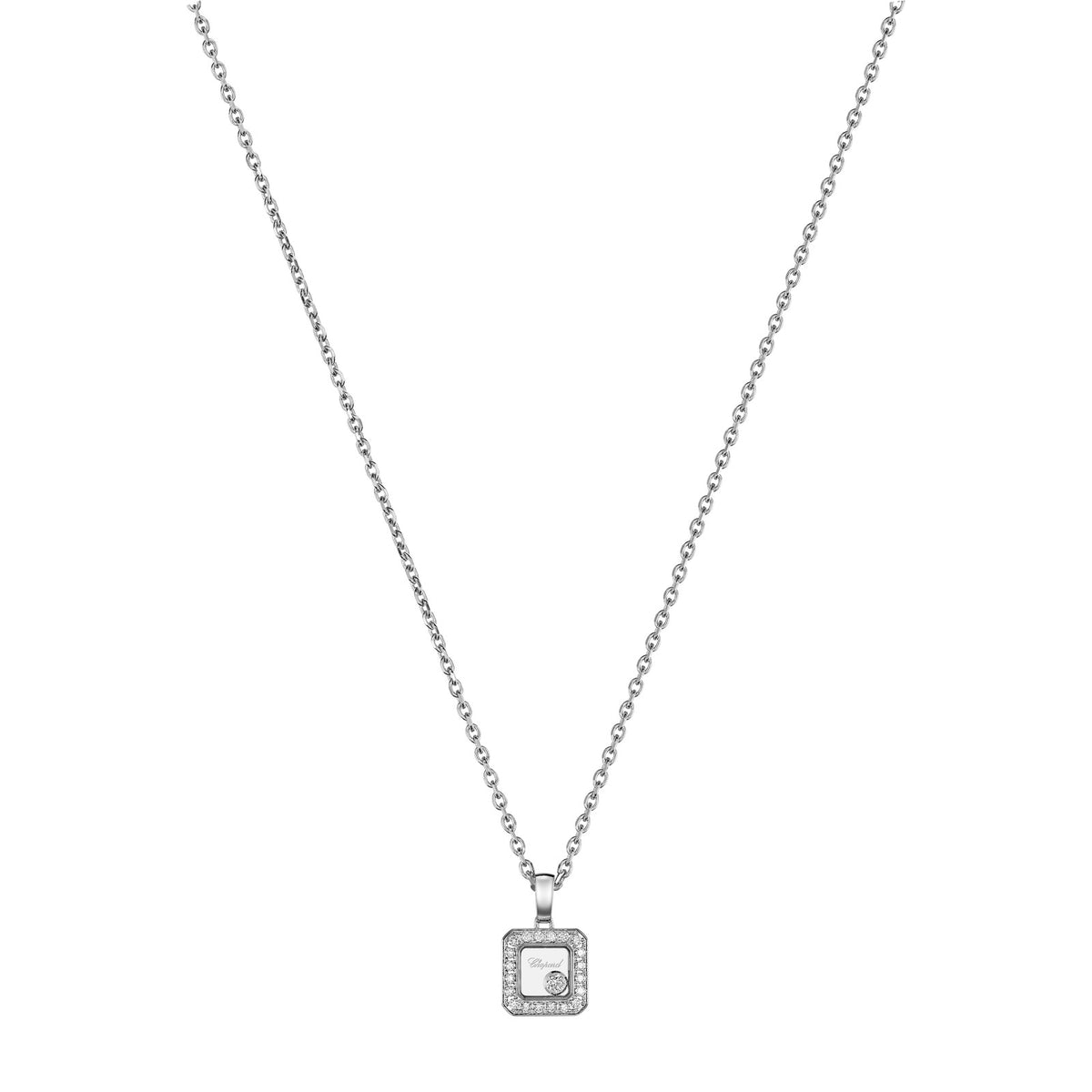Chopard Happy Diamonds pendant in 18k ethical white gold with moving diamonds
