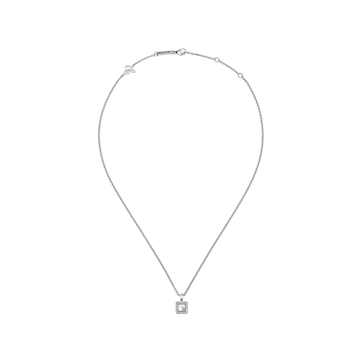 Chopard Happy Diamonds pendant in 18k ethical white gold with moving diamonds, view 3