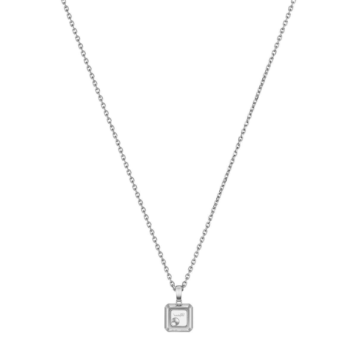 Chopard Happy Diamonds pendant in 18k ethical white gold with moving diamonds, view 4