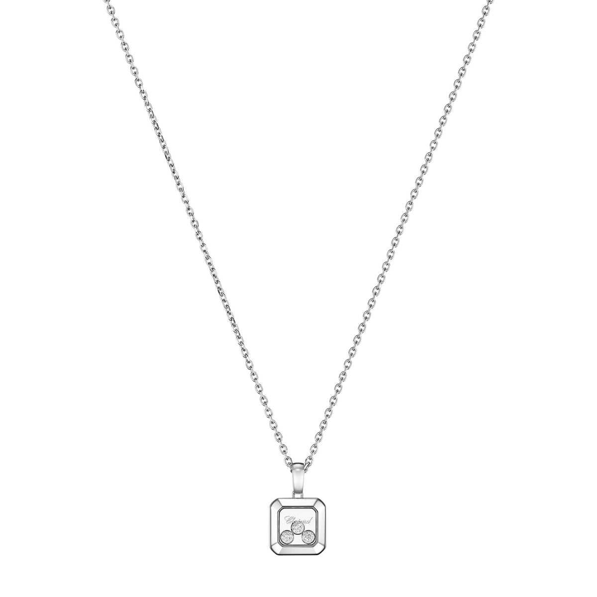 Chopard Happy Diamonds pendant in 18k ethical white gold with moving diamonds