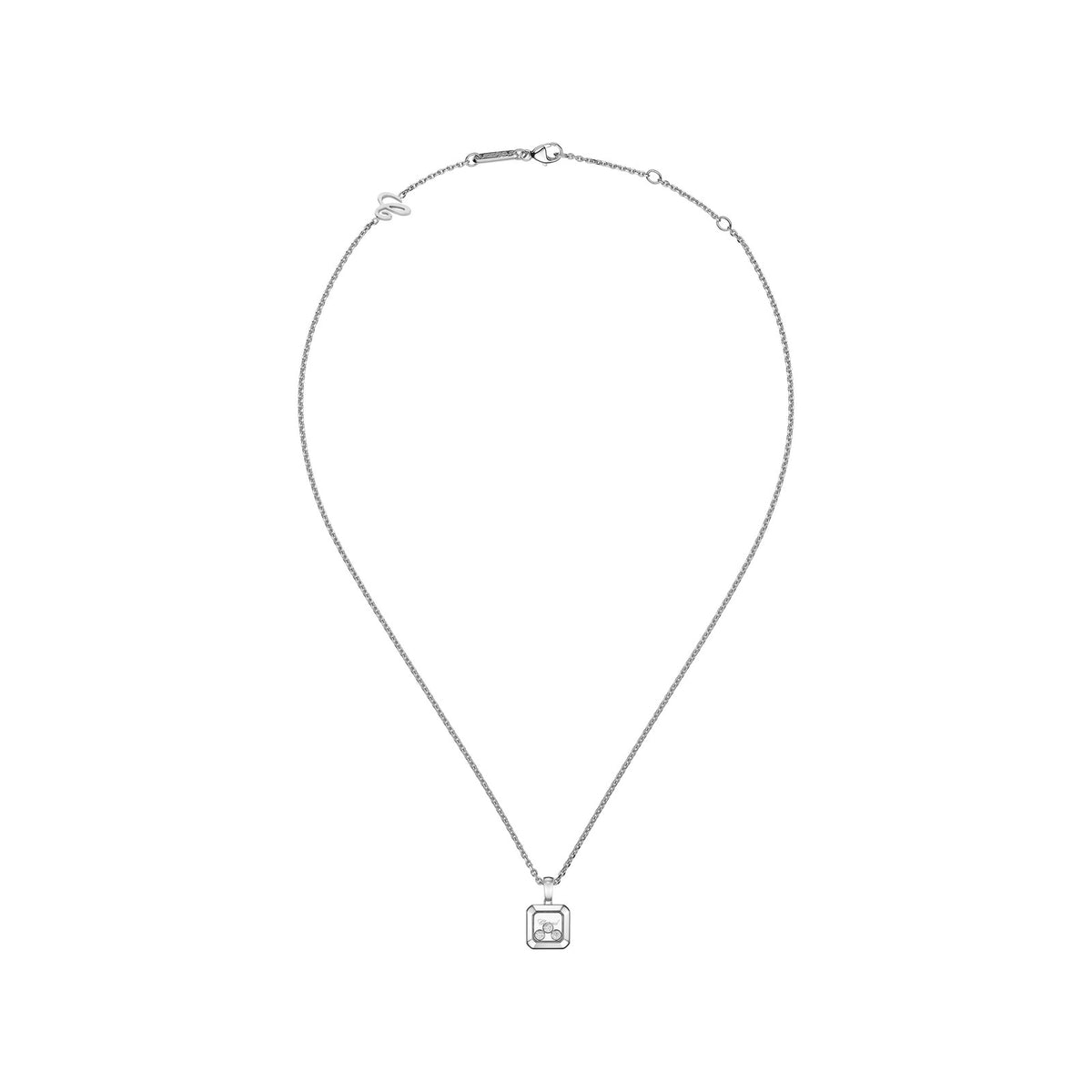 Chopard Happy Diamonds pendant in 18k ethical white gold with moving diamonds, view 3