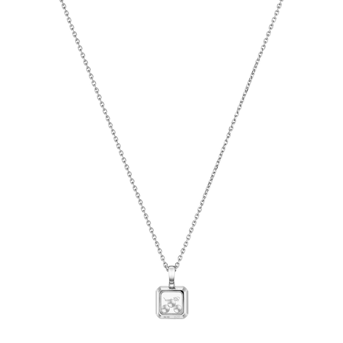 Chopard Happy Diamonds pendant in 18k ethical white gold with moving diamonds, view 4