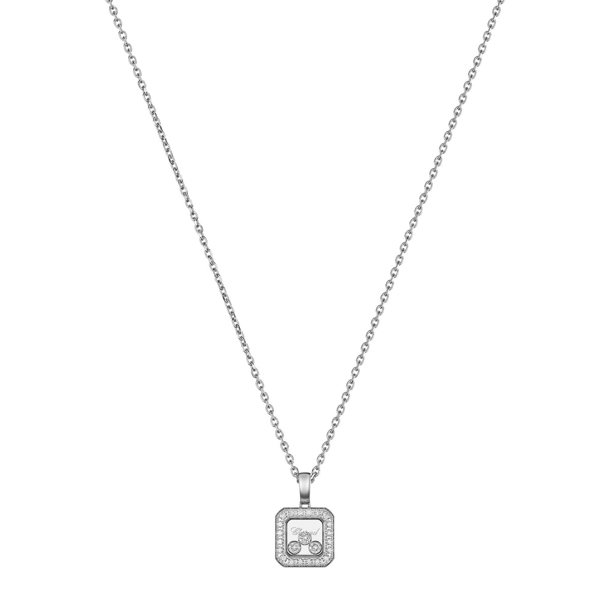 Chopard Happy Diamonds pendant in 18k ethical white gold with moving diamonds