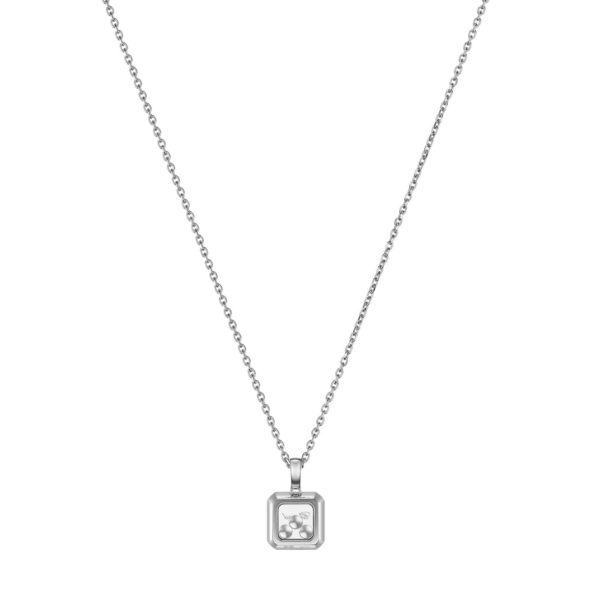 Chopard Happy Diamonds pendant in 18k ethical white gold with moving diamonds, view 4