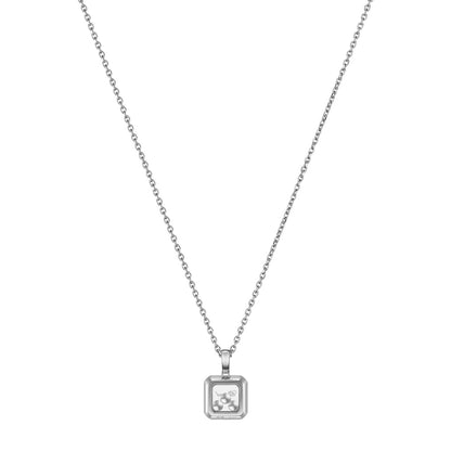 Chopard Happy Diamonds pendant in 18k ethical white gold with moving diamonds, view 4