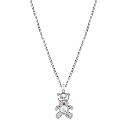 Chopard Happy Diamonds pendant in 18k ethical white gold with moving diamonds and rubies