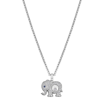 Chopard Happy Diamonds pendant in 18k ethical white gold with moving diamonds and sapphires