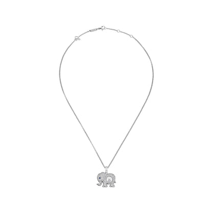 Chopard Happy Diamonds pendant in 18k ethical white gold with moving diamonds and sapphires, view 3