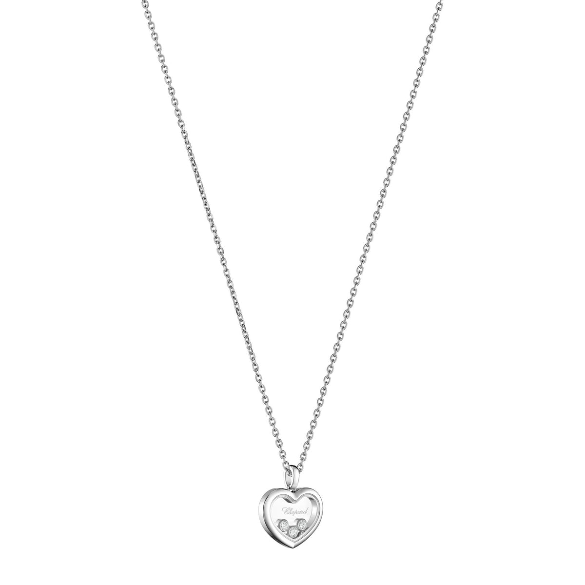 Chopard Happy Diamonds pendant in 18k ethical white gold with diamonds, view 2