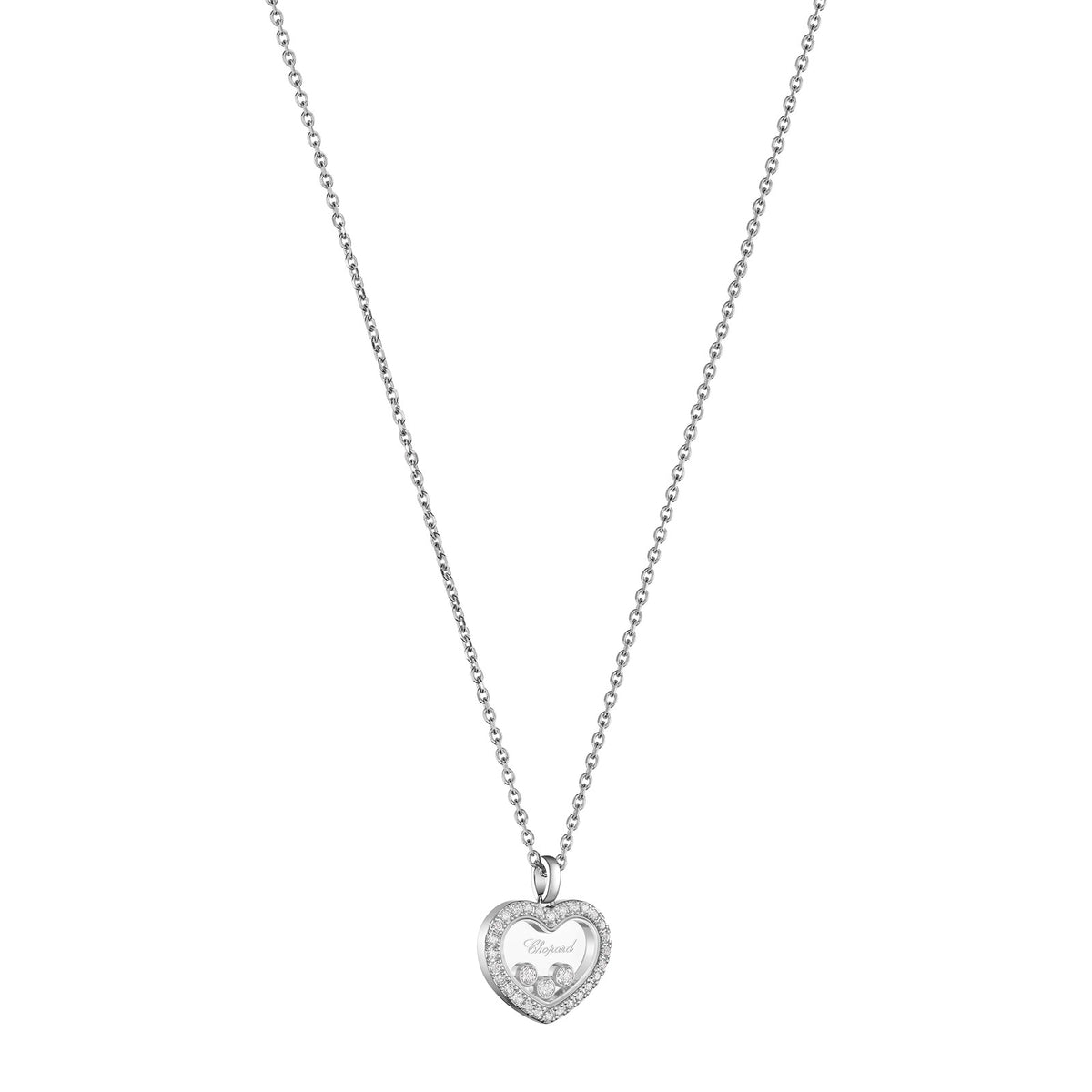 Chopard Happy Diamonds pendant in 18k ethical white gold with diamonds, view 2