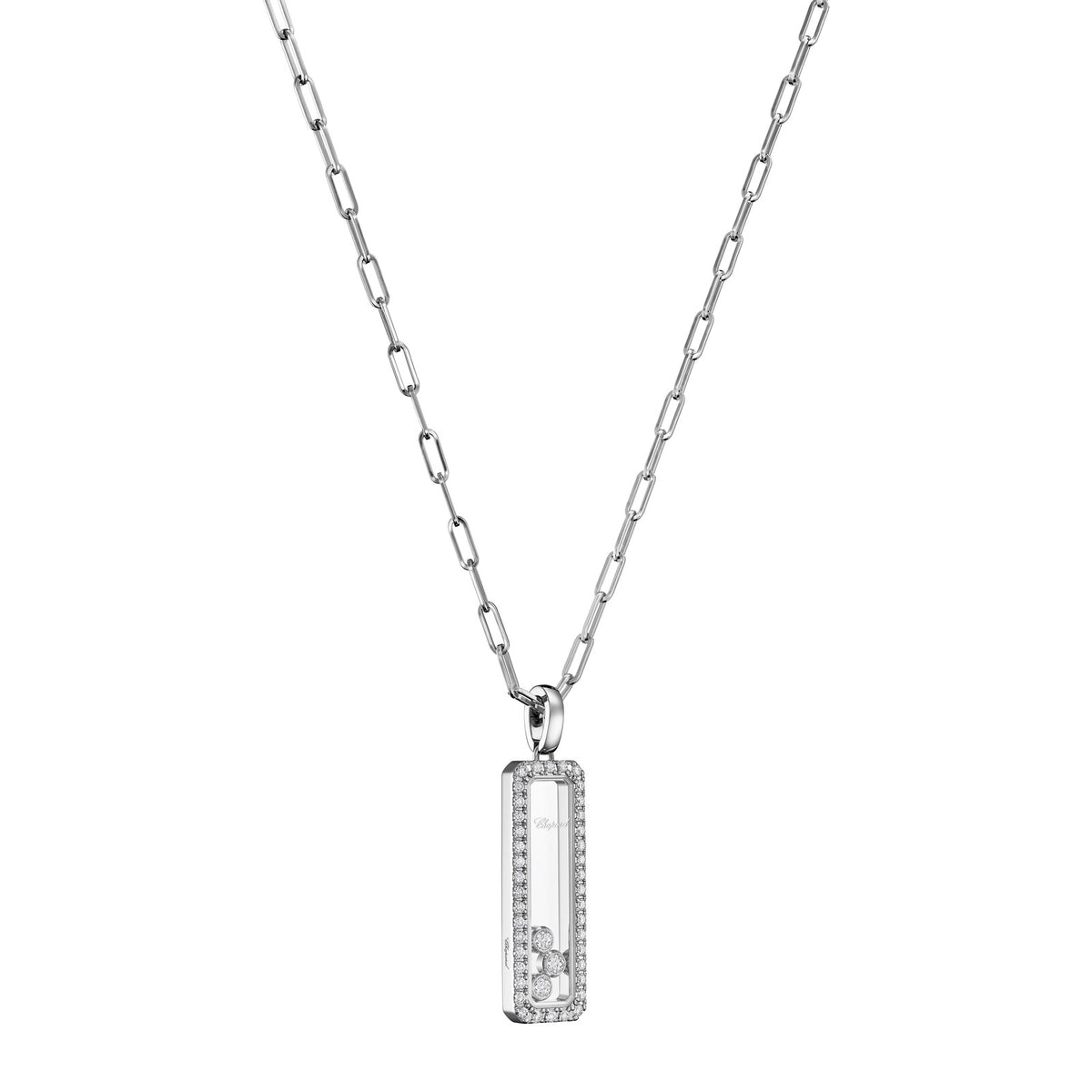 Chopard Happy Diamonds pendant in 18k ethical white gold with diamonds, view 2
