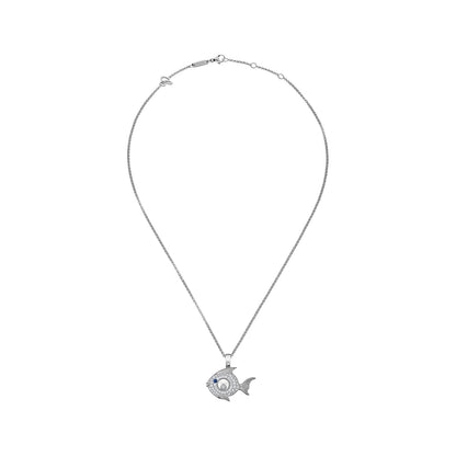 Chopard Happy Diamonds pendant in 18k ethical white gold with diamonds and sapphires, view 3