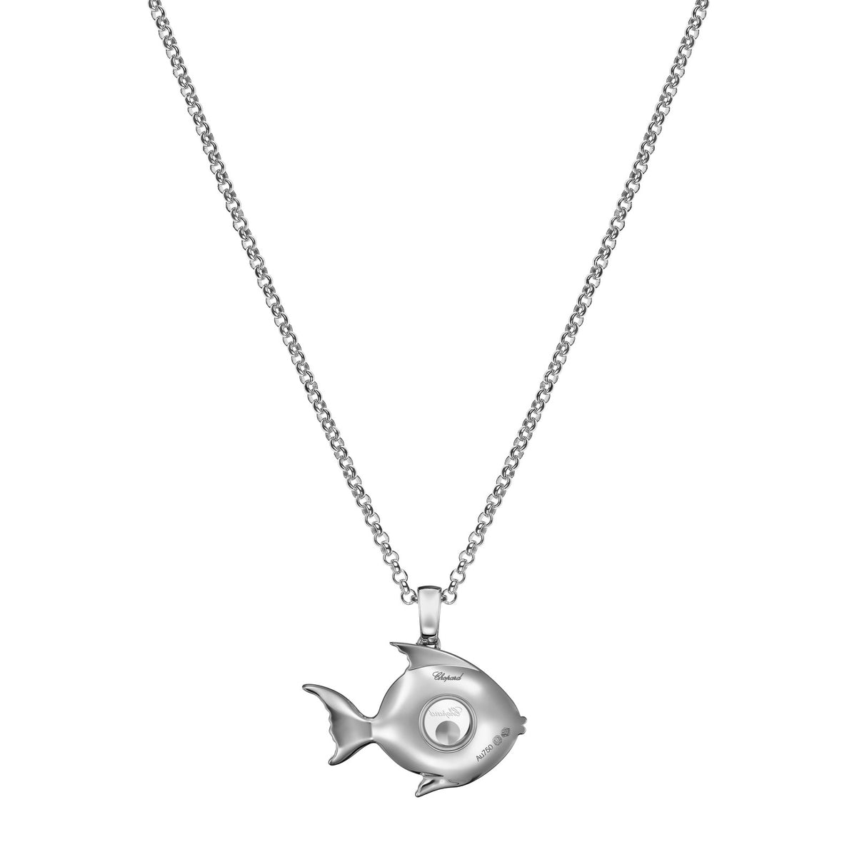 Chopard Happy Diamonds pendant in 18k ethical white gold with diamonds and sapphires, view 4