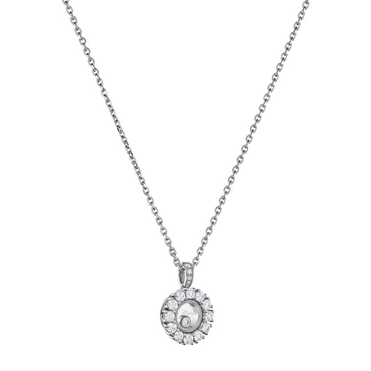Chopard Happy Diamonds pendant in 18k ethical white gold with moving diamonds, view 2