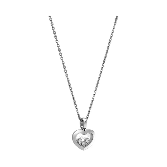 Chopard Happy Diamonds pendant in 18k ethical white gold with moving diamonds, view 2