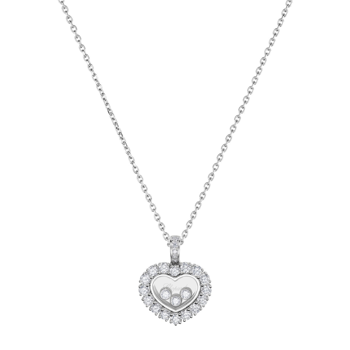 Chopard Happy Diamonds pendant in 18k ethical white gold with moving diamonds