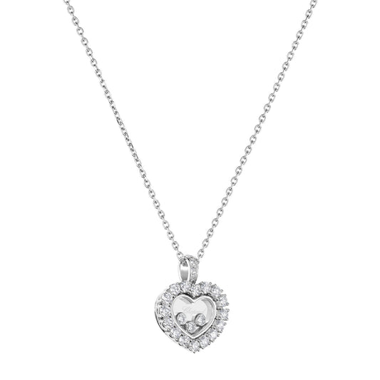 Chopard Happy Diamonds pendant in 18k ethical white gold with moving diamonds, view 2
