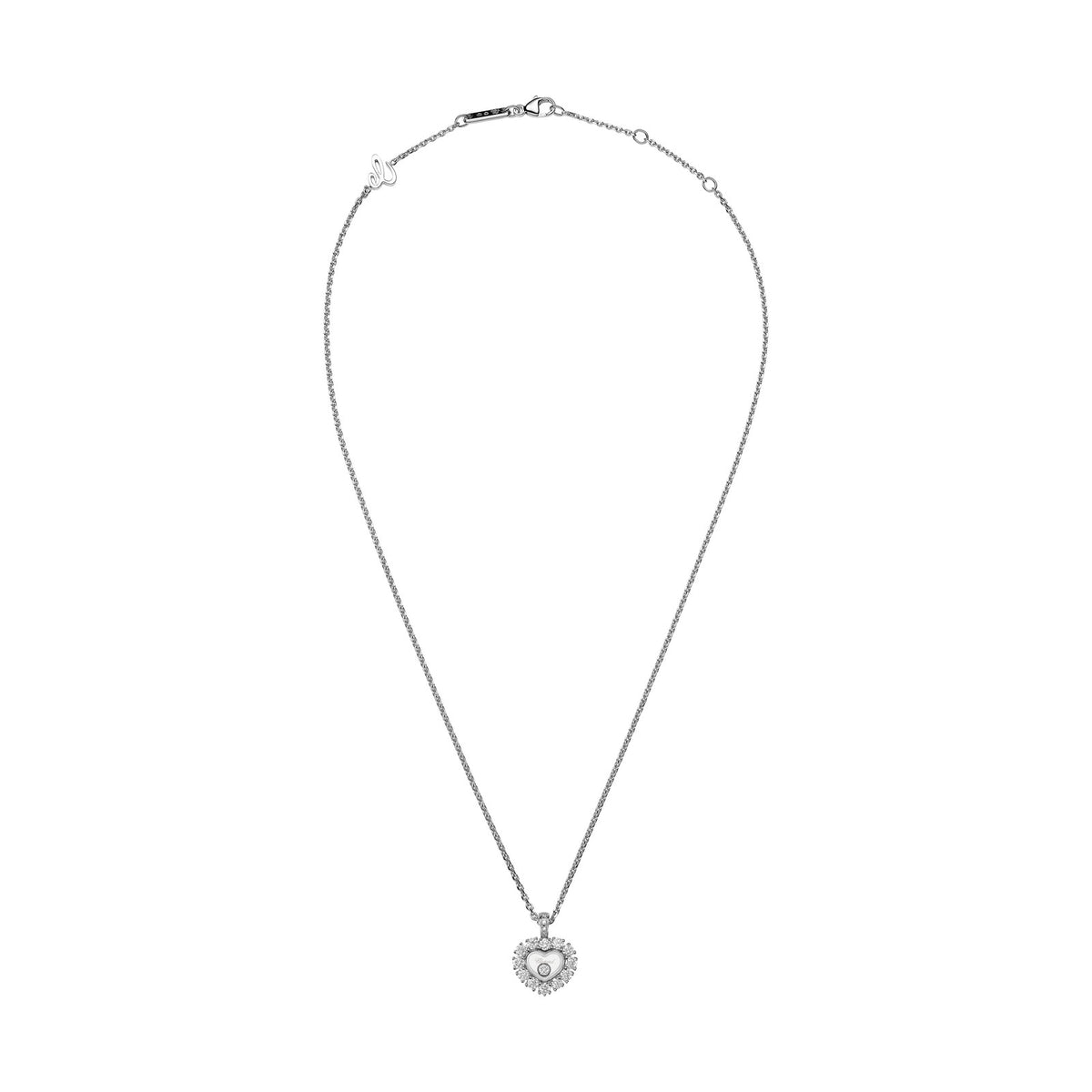 Chopard Happy Diamonds pendant in 18k ethical white gold with moving diamonds, view 3