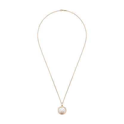 Chopard Happy Diamonds pendant in 18k ethical white and rose gold with moving diamonds view 3