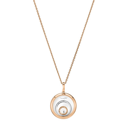 Chopard Happy Diamonds pendant in 18k ethical white and rose gold with moving diamonds view 4