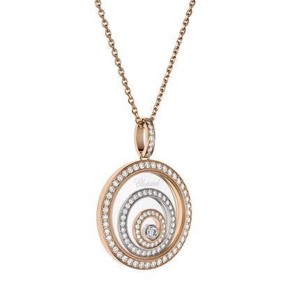 Chopard Happy Diamonds pendant in 18k ethical white and rose gold with moving diamonds view 2