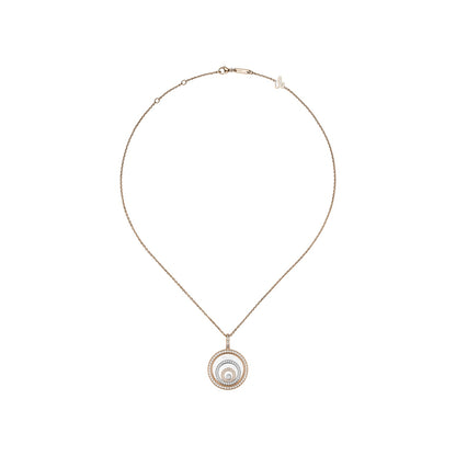 Chopard Happy Diamonds pendant in 18k ethical white and rose gold with moving diamonds view 3