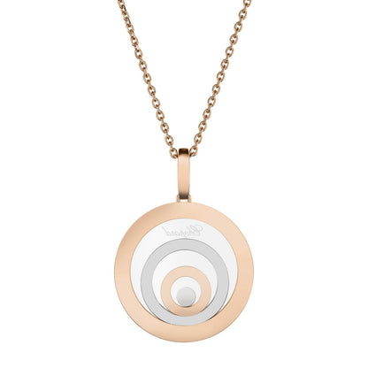 Chopard Happy Diamonds pendant in 18k ethical white and rose gold with moving diamonds view 4