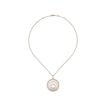 Chopard Happy Diamonds pendant in 18k ethical white and rose gold with moving diamonds view 3
