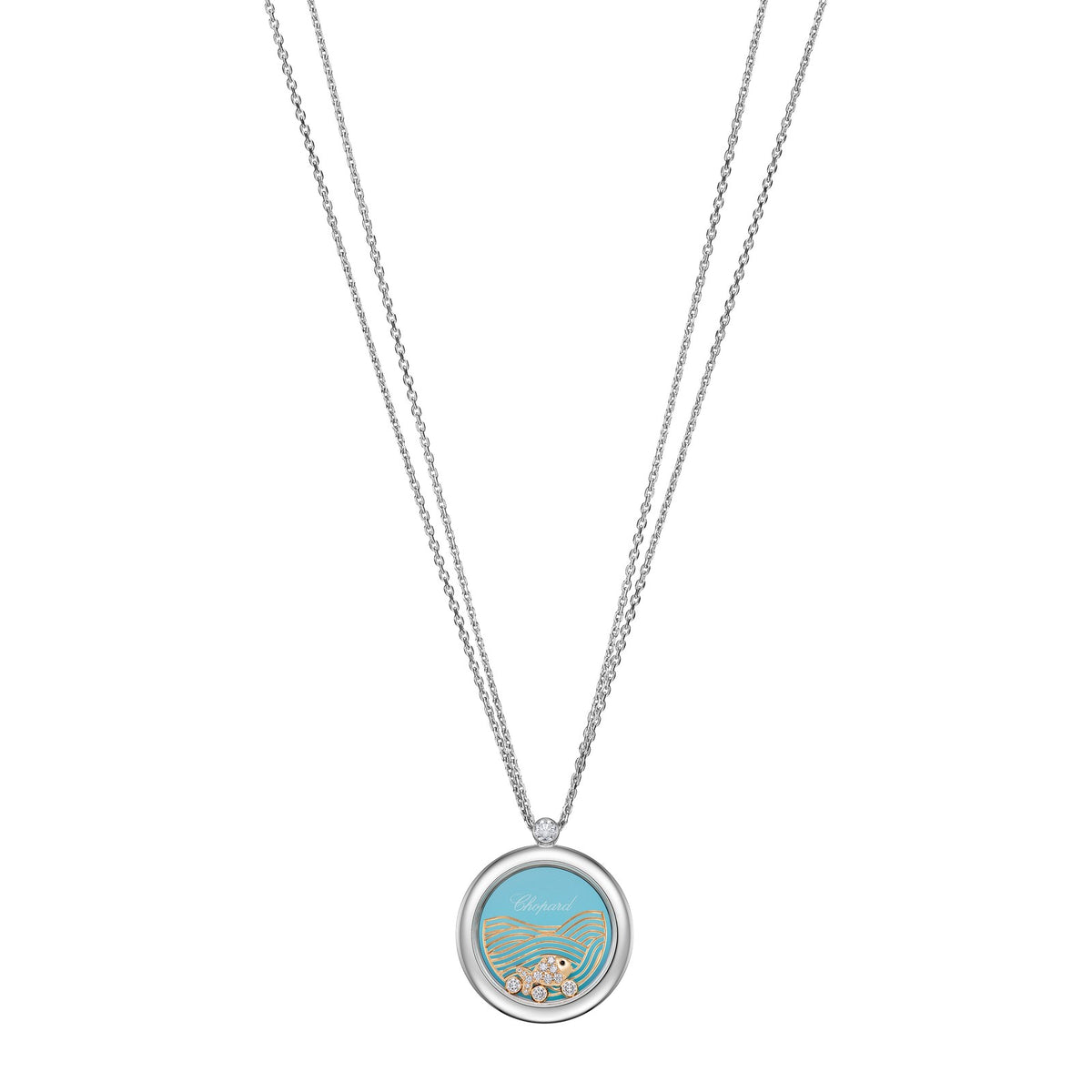 Chopard Happy Diamonds pendant in 18k ethical white and rose gold with moving diamonds
