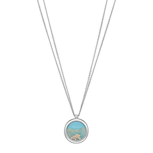 Chopard Happy Diamonds pendant in 18k ethical white and rose gold with moving diamonds