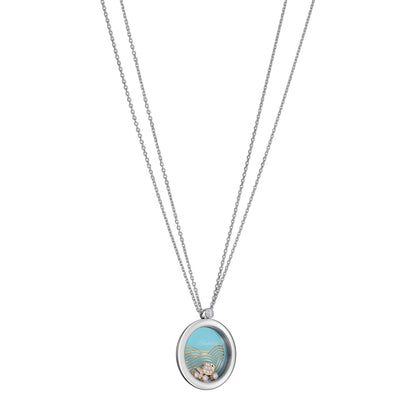 Chopard Happy Diamonds pendant in 18k ethical white and rose gold with moving diamonds, view 2