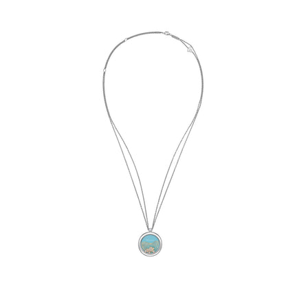 Chopard Happy Diamonds pendant in 18k ethical white and rose gold with moving diamonds, view 3