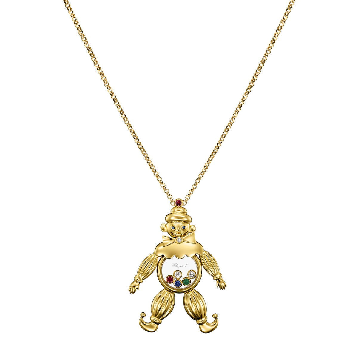 Chopard Happy Diamonds pendant in 18k ethical yellow gold with diamonds, sapphires and emeralds