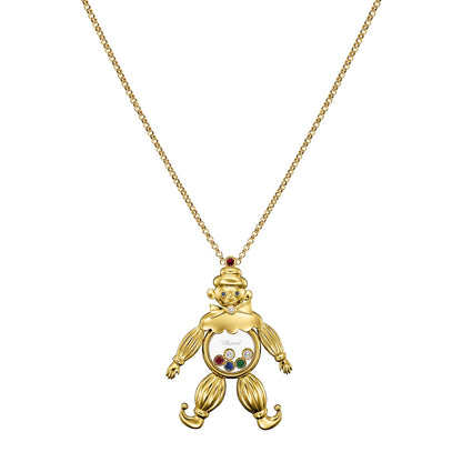 Chopard Happy Diamonds pendant in 18k ethical yellow gold with diamonds, sapphires and emeralds