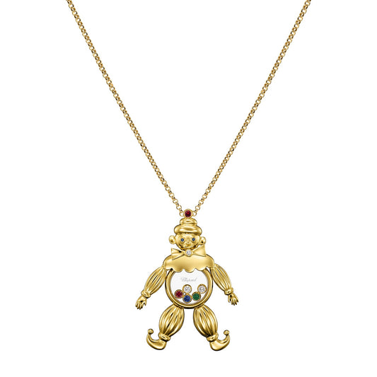 Chopard Happy Diamonds pendant in 18k ethical yellow gold with diamonds, sapphires and emeralds