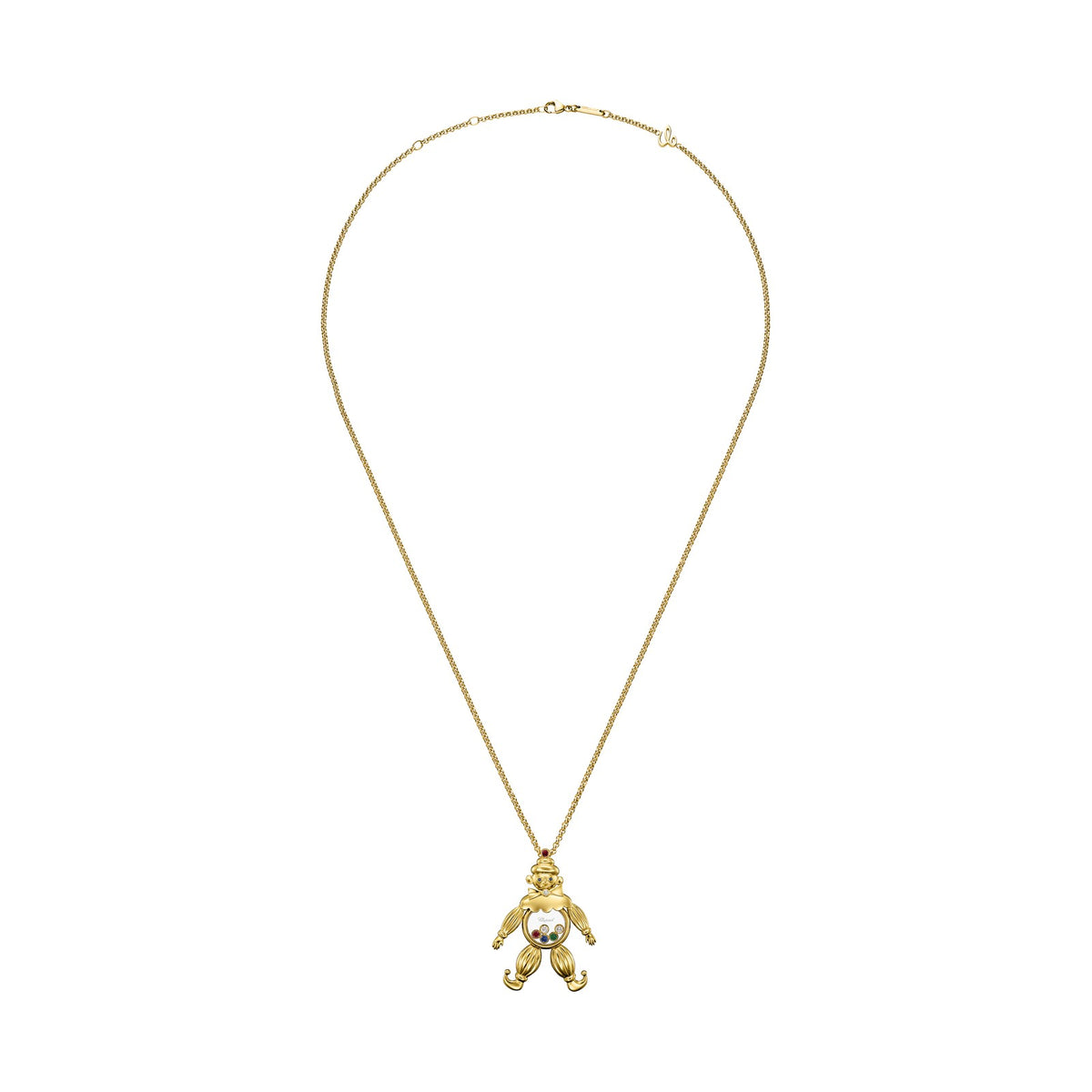 Chopard Happy Diamonds pendant in 18k ethical yellow gold with diamonds, sapphires and emeralds, view 3