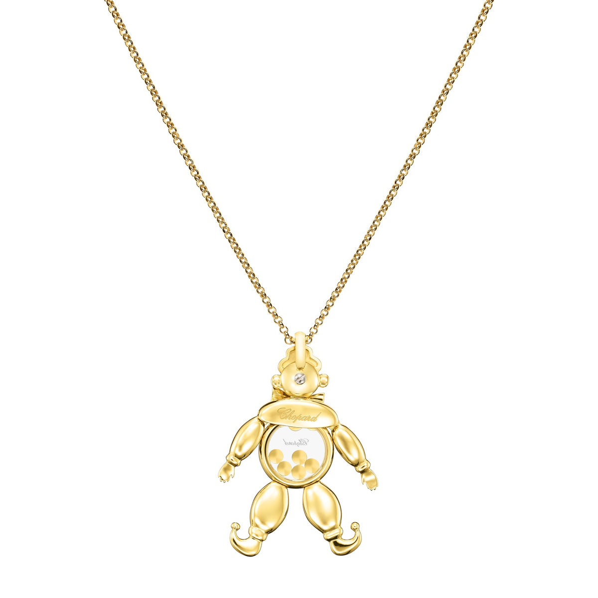 Chopard Happy Diamonds pendant in 18k ethical yellow gold with diamonds, sapphires and emeralds, view 4