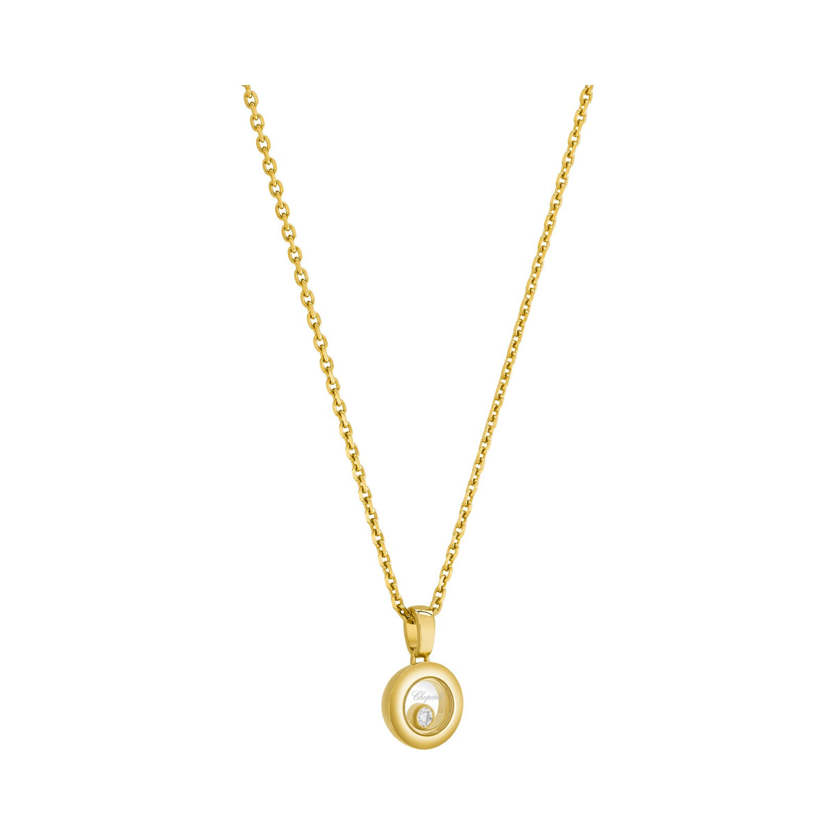 Chopard Happy Diamonds pendant in 18k ethical yellow gold with moving diamonds, view 2