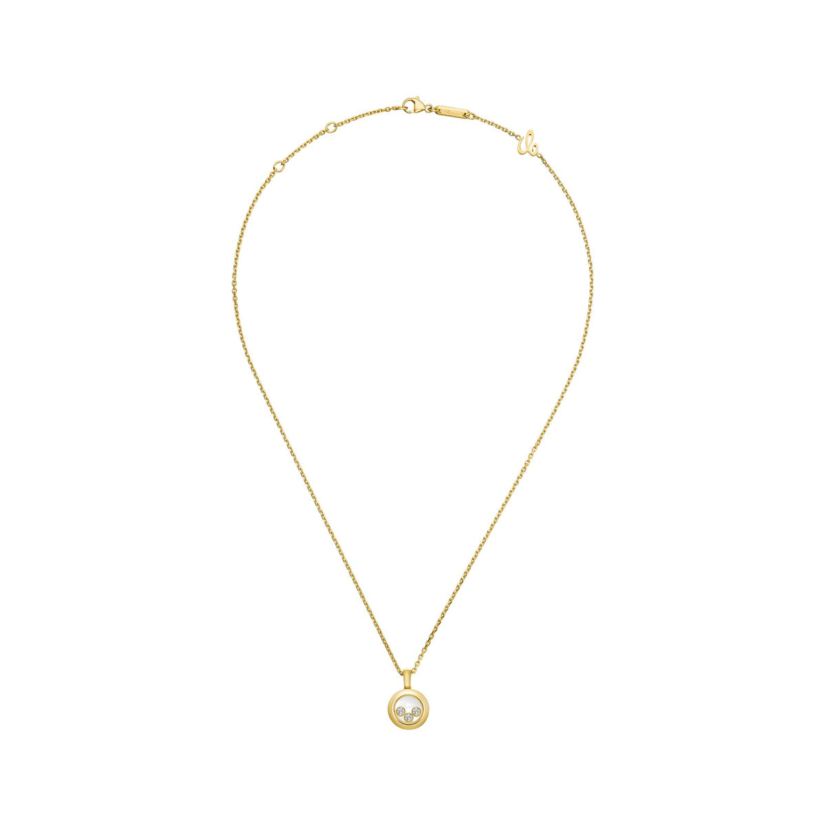 Chopard Happy Diamonds pendant in 18k ethical yellow gold with moving diamonds, view 3