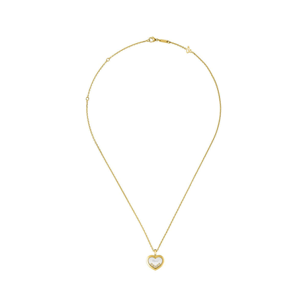 Chopard Happy Diamonds pendant in 18k ethical yellow gold with moving diamonds, view 3